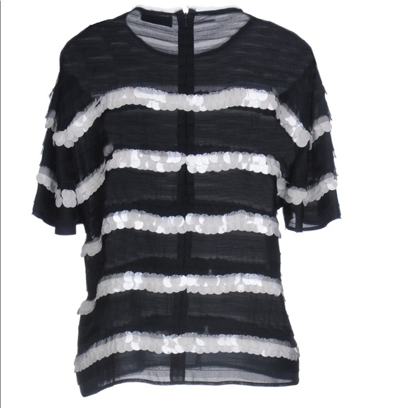 Red Valentino size 8 Navy White sequined blouse. - Picture 2 of 11